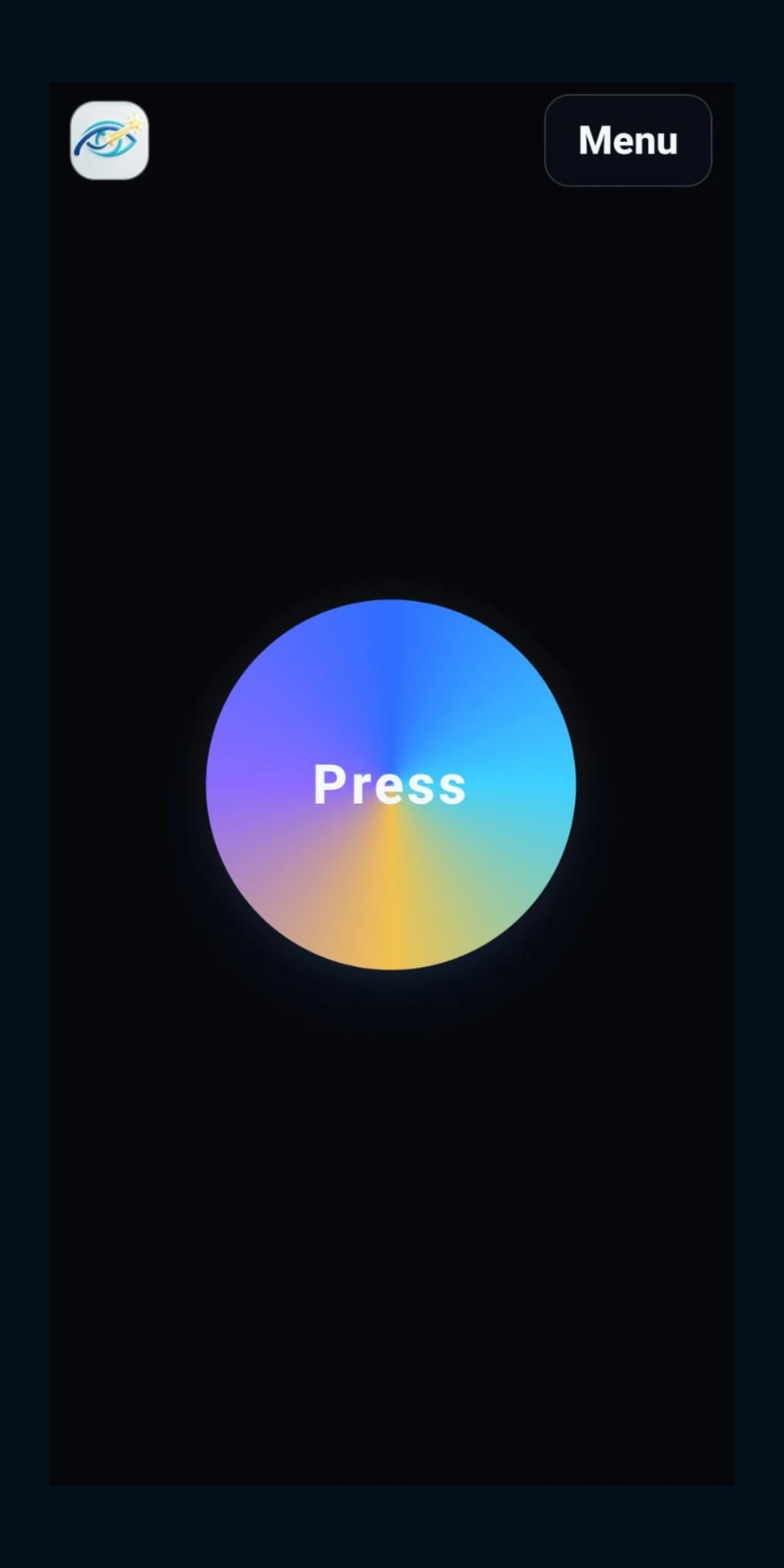 Nyota Sight main screen with a large round Press button and a Menu button